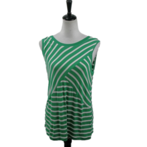 Cabi Green/White Stripe Sleeveless Knit Top Size Small